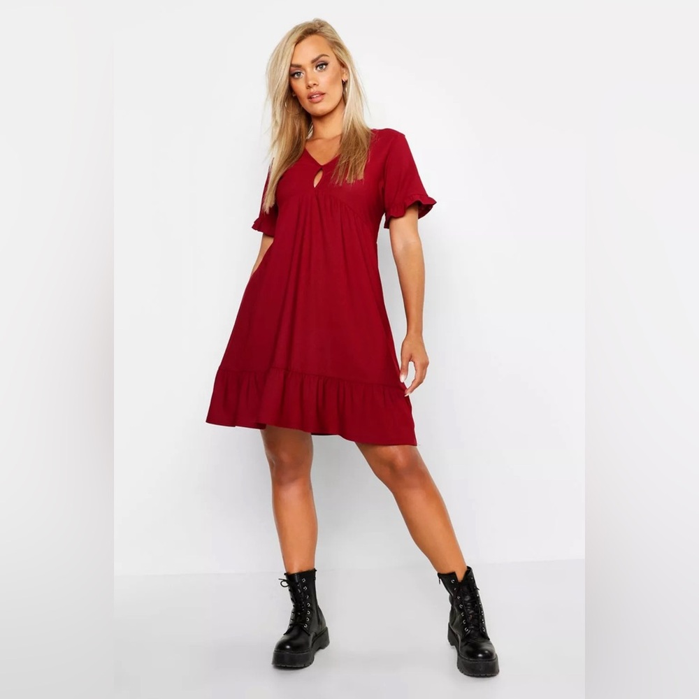 Boohoo: Plus Ruffle Detail Smock Dress